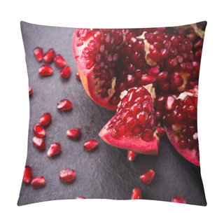 Personality  Some Red Pomegranates On Black Slate Plate Pillow Covers