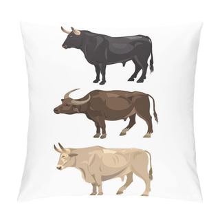 Personality  Set Of Standing Bulls.  Pillow Covers