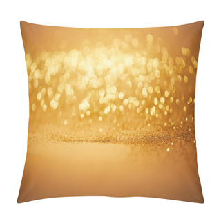 Personality  Bokeh Christmas Background With Golden Glitter Pillow Covers