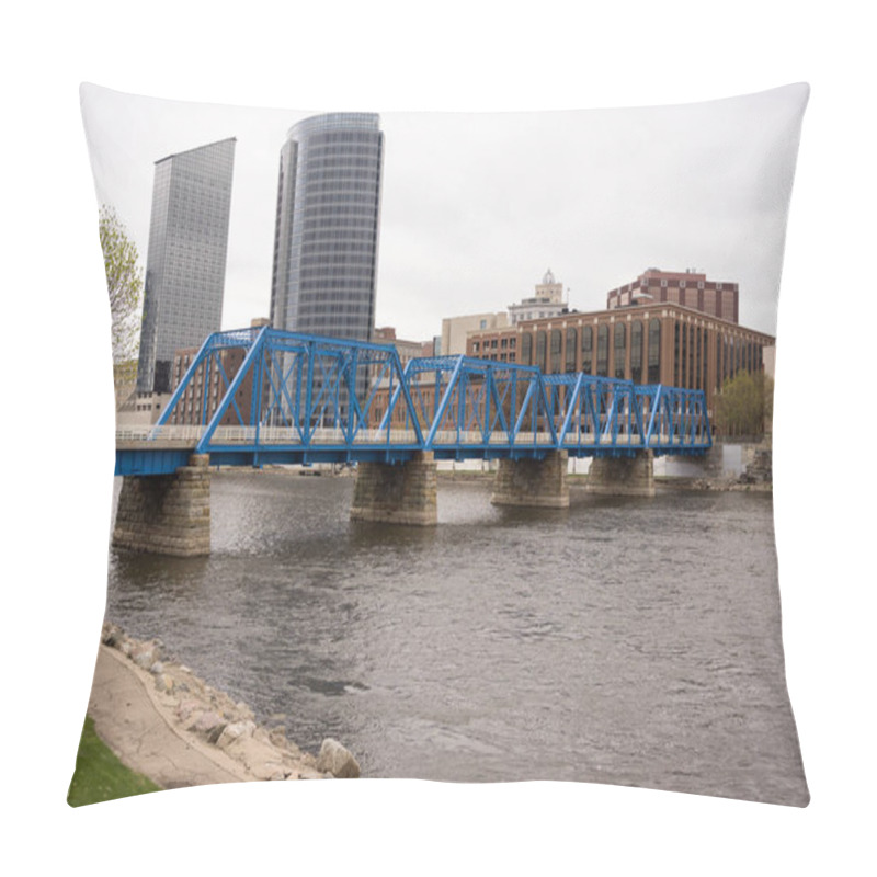Personality  Grand Rapids Michigan Downtown City Skyline Waterfront Bridge Pillow Covers