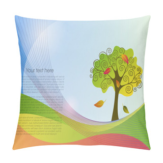 Personality  Abstract Lines Background With A Tree Pillow Covers