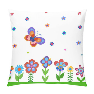 Personality  Colorful Cute Flowers And Butterfly Pillow Covers