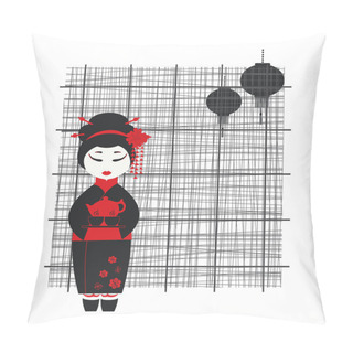 Personality  Geisha Girl . Tea Ceremony Pillow Covers