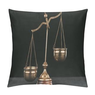 Personality  Vintage Themis Scales Isolated On Black Pillow Covers