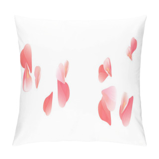 Personality  Pink Red Flying Petals Isolated On White. Sakura Roses Petals. Vector EPS 10, Cmyk Pillow Covers