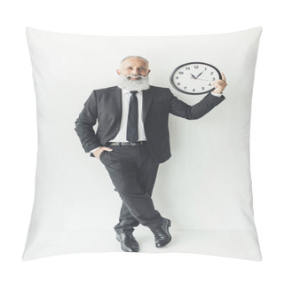 Personality  Mature Businessman With Clock Pillow Covers