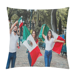 Personality  Mexican People With Flag In Mexican Independence Day In Mexico Pillow Covers
