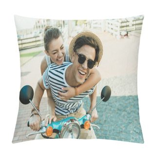 Personality  Couple Riding Retro Scooter Pillow Covers