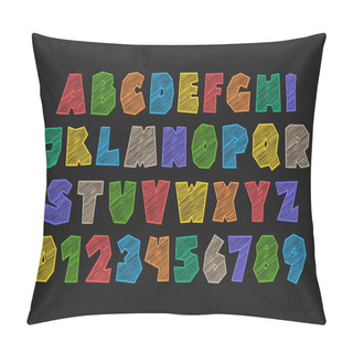 Personality  Set Of Stylized Alphabet Letters And Numbers Pillow Covers