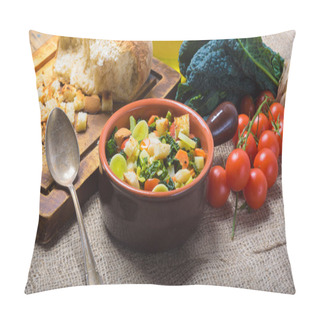 Personality  Ribollita, Tuscan Soup Classic, Old-fashioned Meal Peasants. Pillow Covers