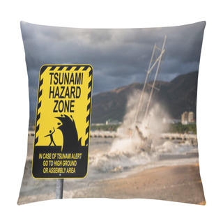 Personality  Sign Warning Of A Tsunami Pillow Covers