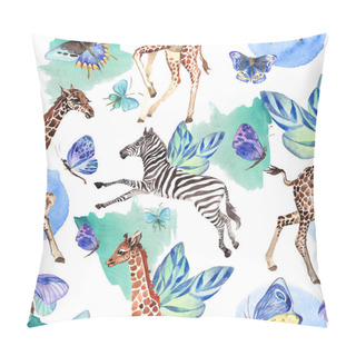 Personality  Exotic Butterfly Wild Insect And Animals Pattern In A Watercolor Style. Pillow Covers