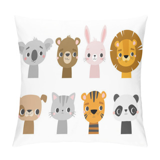 Personality  Cute Cartoon Different Animals, Vector Illustration  Pillow Covers