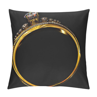 Personality  Engagement Gold Ring With Jewelry Gem. Pillow Covers