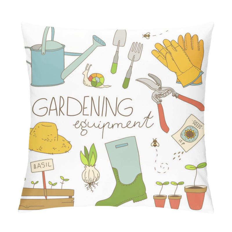 Personality  Gardening equipment color illustration pillow covers