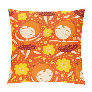 Personality  Dancing Girl Orange Seamless Pattern Pillow Covers