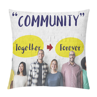 Personality Diversity People Standing At Brick Wall Pillow Covers