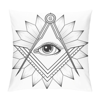 Personality  Masonic Square And Compass Symbol, Freemason Sacred Society Embl Pillow Covers