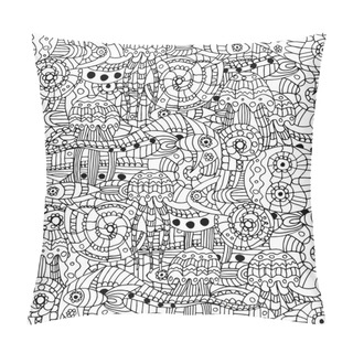 Personality  Vector Illustration Of A Doodle Marine Life Pattern Pillow Covers