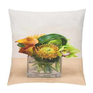 Personality  Floral Arangement With Calla Lilies, Cymbidium, Protea And Greenery Pillow Covers