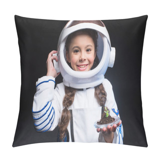 Personality  Girl Astronaut Holding Plant Pillow Covers