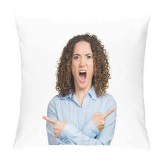 Personality  Confused Woman Pointing In Two Different Directions Pillow Covers