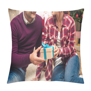 Personality  Couple With Christmas Present Pillow Covers