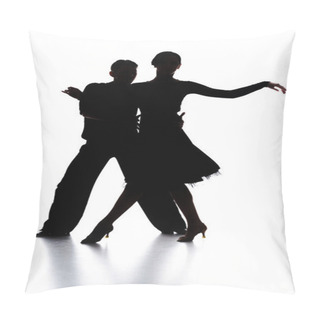 Personality  Silhouettes Of Elegant Couple Of Ballroom Dancers Dancing On White Pillow Covers