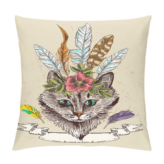 Personality  Head Of Cat Pillow Covers