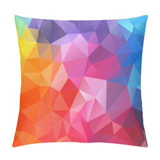 Personality  Vector Abstract Irregular Polygon Background - Triangle Low Poly Pattern - Full Spectrum Multi Color Rainbow Theory - Yellow, Pink, Magenta, Purple, Blue, Green, Orange Pillow Covers