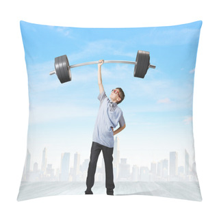 Personality  Boy Lifting Barbell Above Head Pillow Covers