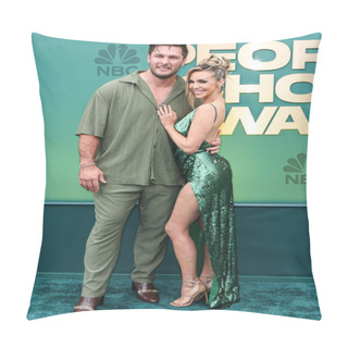 Personality  Brock Davies And Wife Scheana Shay Arrive At The 49th Annual People's Choice Awards 2024 Held At The Barker Hangar On February 18, 2024 In Santa Monica, Los Angeles, California, United States. Pillow Covers