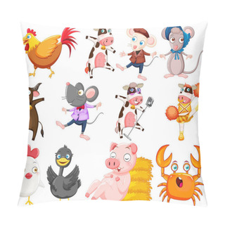 Personality  Cute Animals With Happy Smile Illustration Pillow Covers