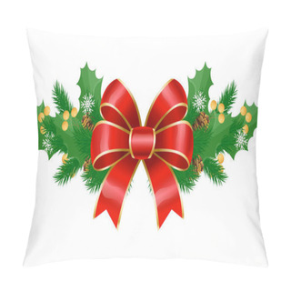Personality  Mistletoe And Pine Tree Branch With Ribbon Bow Pillow Covers