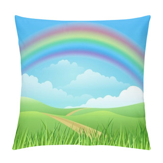 Personality  Rainbow Landscape Cartoon Background Pillow Covers