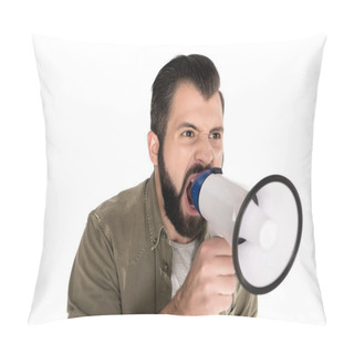 Personality  Man Yelling Into Megaphone Pillow Covers
