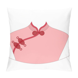 Personality  Neckline Asian Design. Traditional Chinese Dress Womens - Qipao. Vector Clipart. Pillow Covers