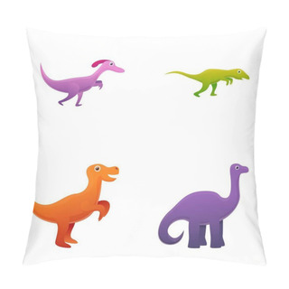 Personality  Cute Dinosaur Icons Set Cartoon Vector. Various Little Dinosaur. Cartoon Character Pillow Covers