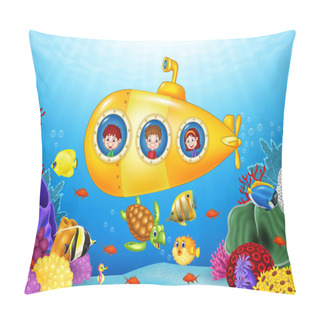 Personality  Little Kids In Submarine On The Sea Pillow Covers