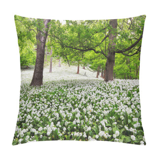 Personality  Forest Green Landscape With Tree And White Flowers Pillow Covers