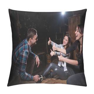 Personality  Happy Young People Rejoice That They Solved A Conundrum And Will Pillow Covers