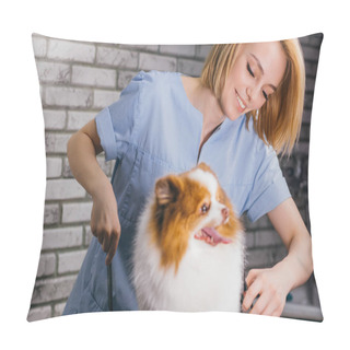 Personality  Groomer Carefully Handle With Little Spitz Pillow Covers