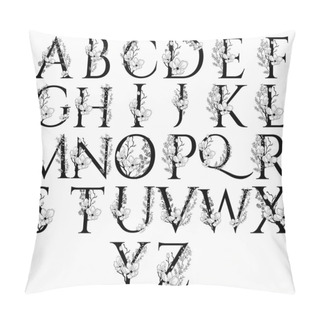 Personality  Vector Hand Drawn Floral Alphabet Letters Monograms Pillow Covers