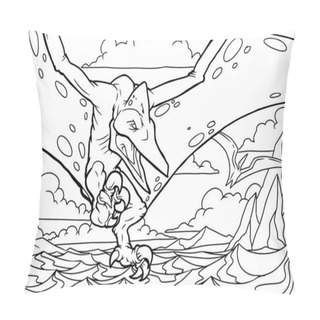 Personality  Outline Dinosaur Pterodactyl Illustration Suitable For Any Of Graphic Design Project Such As Coloring Book And Education Pillow Covers