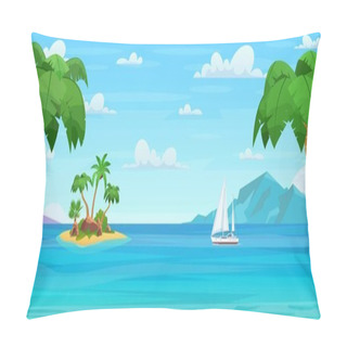 Personality  Cartoon Tropical Island With Palm Trees Pillow Covers