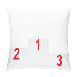 Personality  Winner Podium With Red Numbers Isolated On White Pillow Covers