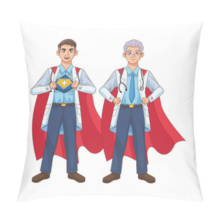 Personality  Super Doctors With Hero Cloak And Shield Vs Covid19 Pillow Covers