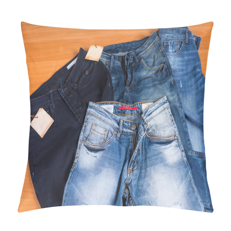 Personality  Pile of Blue Jeans in Various Washes and Styles pillow covers