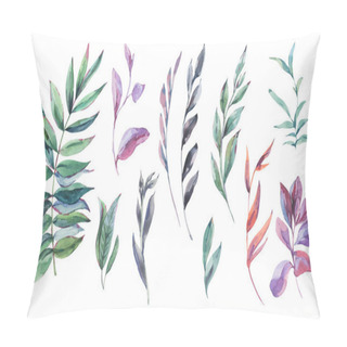 Personality  Watercolor Vintage Tropical Leaves Natural Collection, Botanical Floral Set Isolated On White Pillow Covers