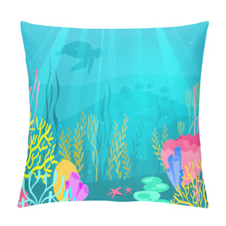 Personality  Underwater Background With Sea Flora Pillow Covers